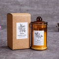 Handmade Jasmine scented soy candle in amber glass jar with natural kraft gift box - Jasmine