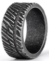 Men's vintage wide viking ring with distressed vertical texture and blackened steel finish - US 7 / Style 3 (Vintage Radial Feather Texture)
