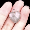 Heart-shaped pendant with silver border and labradorite stone with purple sheen - Labradorite Silver Edging