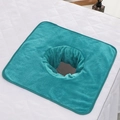 Vierkante microvezel massagedoek in blauwgroen met gezichtsuitsparing en randwerk - 35*35cm (Vierkant) / Teal