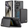 Black leather Samsung S24 Ultra case with detachable magnetic wallet and kickstand - Black / S24 ULTRA