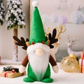 Gnomo di Natale con cappello verde, corna di renna marroni e lunga barba bianca - Bambola Rudolph Cappello a Punta in Tessuto non Tessuto con Corna / Verde