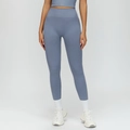 Grey-blue seamless high-waisted yoga leggings with ribbed tummy control and elastic fit - Aster Blue