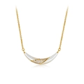Collana in argento 925 placcata oro 18K con madreperla bianca e zirconi, pendente a sorriso - Bianco (Madreperla)