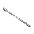 Stainless steel extension chain with lobster clasp and tag in silver finish - Silver Engraved Rectangle