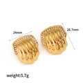 Orecchini in acciaio inossidabile placcato oro 18 carati con strass e motivo a conchiglia - Stile Conchiglia in Zirconia Dorata (TE60093-G-CZ)