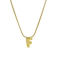 Minimalist gold letter F pendant necklace featuring a polished round snake chain - Necklace - Letter F