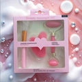 Pink beauty massager set with facial roller, gua sha tool and eye wand in a box - 3-Piece Set with Massage Wand