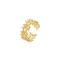 Close-up of gold plated leaf ring showing detailed olive branch design and adjustable band - Gold Olive Leaf
