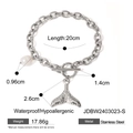 Stainless steel fish tail pearl bracelet with dimensions and 17.86g weight details - Pearl Fish Tail Bracelet / Silver