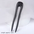 Minimalist black sandalwood U-shaped hair pin for Hanfu styling, length 13cm - U Hairpin - J