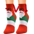 Calze natalizie in peluche con Babbo Natale e braccia magnetiche che si tengono per mano - Modello 10 (Calze Rosse Babbo Natale Mano)