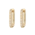 Elegant gold-plated S925 sterling silver rectangular hoop earrings with white zircon - Gold Rectangle White Zirconia Ear Buckle