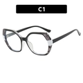 Polygonal TR90 black frames with marble pattern texture on the outer edges for women - Black Marble Patchwork-C1