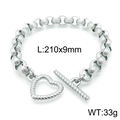 Bracciale in acciaio al titanio con chiusura OT a cuore e maglie intrecciate strutturate - Stile Anello Testurizzato (KB143959-Z)