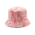 Detail of red and white abstract marble texture on reversible bucket hat with black lining - M(56-58cm) / Red and White Fluid Marble Pattern (03)