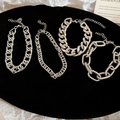 Juego de cuatro pulseras de cadena de plata con varios eslabones y cierres de mosquetón - Plata (Juego de 4 Piezas)