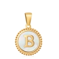 18K vergulde roestvrijstalen ketting met witte parelmoer en letter B hanger bedel - Letter B