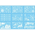 White Christmas window decals set with snowflakes and reindeer on blue background - 9 Sheets/Set White Christmas 20*30cm