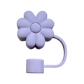 Purple daisy silicone straw cover cap compatible with 10mm Stanley cup straws - Chrysanthemum Purple