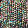 Natural emperor stone round beads with vibrant multi-color jasper texture for DIY jewelry - Blue Green Red Emperor Stone