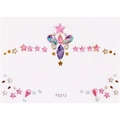 Face rhinestone tattoo stickers with pink stars and purple teardrop gems style FG312 - FG312 Star Teardrop Style
