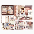 Vintage Schreibwaren Geschenkset mit Holzbox und dekorativem Papiermaterial Set - Kakao-Brownie