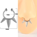 Silver stainless steel U-shaped septum ring with three spikes and 9.7mm inner diameter - Style 4 (Triple Spikes)