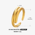 18K gold plated minimalist stainless steel adjustable ring with a 0.6cm width band - Double Layer Geometric Line (ZN974) / Gold