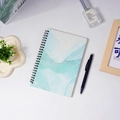 A5 thick spiral notebook featuring blue and green marble cover with gold accents - Light Green Marble Pattern (80 Sheets)
