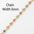 Détail de la chaîne à fleurs colorées de 6mm en acier inoxydable doré émaillé - 6# Fleur Dorée & Colorée (6mm Largeur)