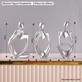 Abstract figure ornaments in silver finish set of 3 for minimalist home decor - 7128p-05 Abstract Figure Ornament - Three-piece Set - Silver