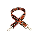 Detail of adjustable 3.8cm woven strap with orange geometric patterns and gold metal clips - 3.8CM / Orange Black (Gold Buckle)