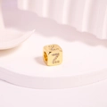 Gold letter Z bead with cubic zirconia pavé for DIY necklace and bracelet jewelry - Letter Z