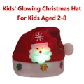 Luminous Santa Claus Christmas hat for children aged 2-8 made of red white plush fabric - Santa Claus Hat [Kids] LED Light Up
