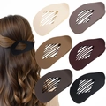 Flat hair claw clip with diamond hollow pattern in six leopard print colors and beige - 6pcs Brown Rhombus PC Material