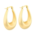 Polished 18K gold hollow teardrop earrings with a modern minimalist leverback design - Style G Oval Blade Edge (KE109524)