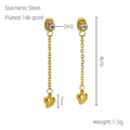 Detailansicht der 18k vergoldeten Herz-Ohrringe aus Edelstahl mit Größenangaben - Herz-Anhänger-Stil (ZE821G) / Gold