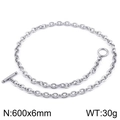 Silver stainless steel O-chain necklace with OT buckle, 600mm length and 6mm width - Steel Style (KN281862-Z) / 600x6mm