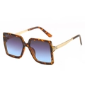 Lunettes de soleil carrées rétro avec monture écaille et verres dégradés - Monture Léopard Verres Gris Bleu