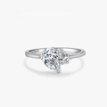 S925 Sterling Silver Ring featuring two pear-cut diamonds with irregular band design - US Size 5 / Double Pear Stone Design (PNJ014) / Platinum