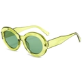 Retro-Sonnenbrille mit ovalem transparentem limettengrünem Rahmen und Gläsern - Transparenter Grüner Rahmen Grüne Gläser