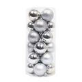 Silver Christmas ball ornaments set in cylindrical box with glossy and matte finishes - 3cm (24pcs Set) / Silver