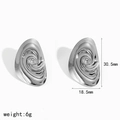 Silver spiral stainless steel earrings 30.5x18.5mm 6g dimensional twist design - Silver (TE60585-S)