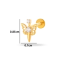Golden titanium butterfly labret stud with zircon stones for ear and lip piercing - Butterfly Style (T2511-5#) / Gold