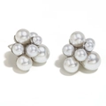 French style 316L stainless steel pearl grape cluster stud earrings for women - Large and Small Pearl Grape Cluster (Steel Color) / Steel