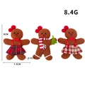 Detailansicht der Lebkuchenmann-Plüschfiguren für den Weihnachtsbaum mit Maßangaben - Damenmodell 3er-Set