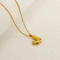 Golden stainless steel bubble letter J pendant necklace with a minimalist finish - Letter J / Gold