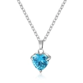Collana a cuore minimalista in argento con zircone blu e catena sottile - Colore Acciaio 45+5cm / Blu