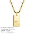 Golden stainless steel necklace featuring a rectangular pendant with engraved letter L - L / Steel